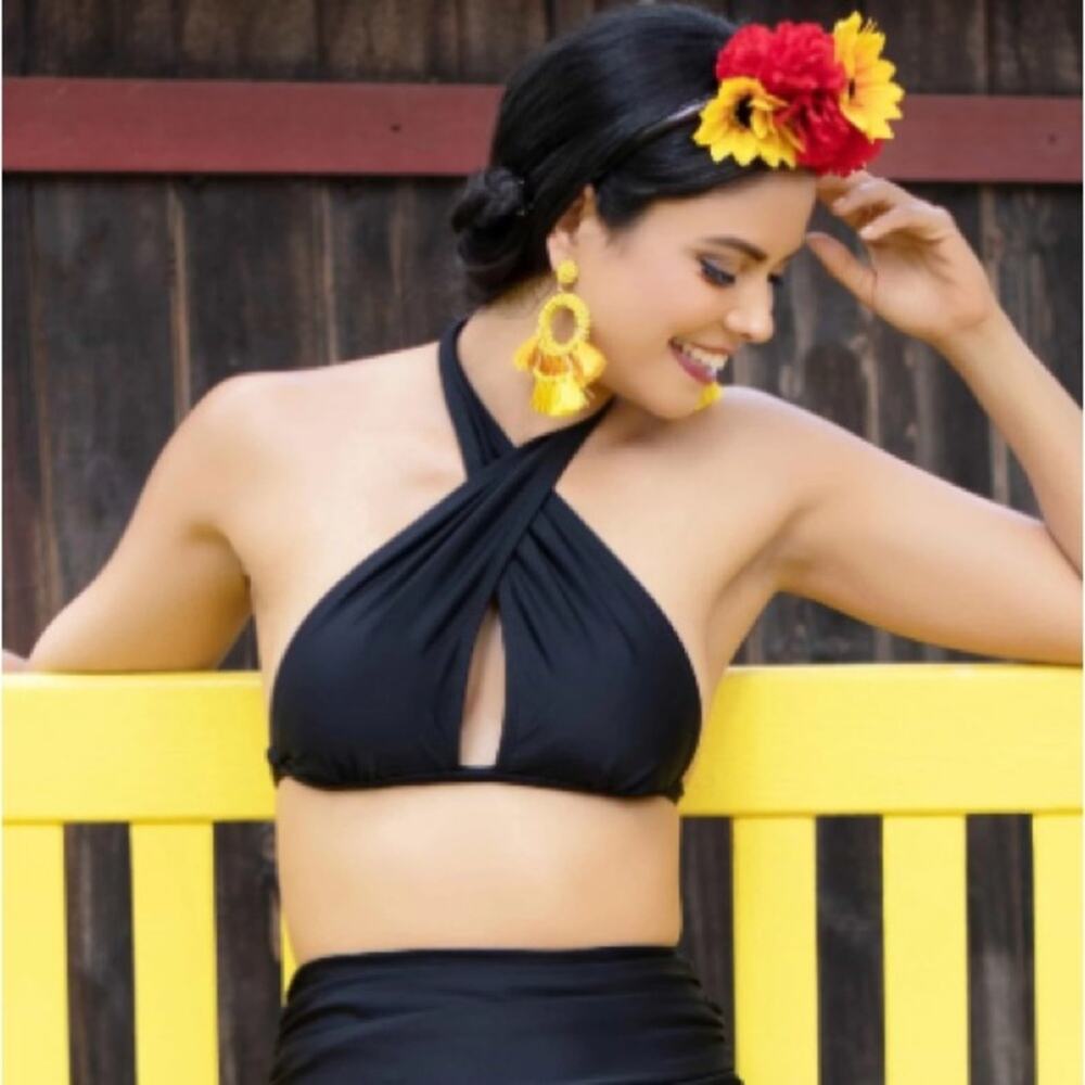 Skin festival beach resort cruise summer vacation pool sexy black halter top XL